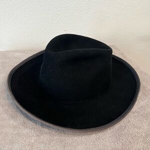 Classic Black - HXC - Black Wool Fedora Hat Made in USA Size Medium